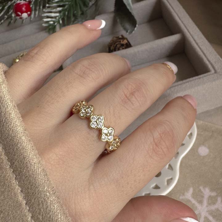 Anillo Florecitas de luz gold