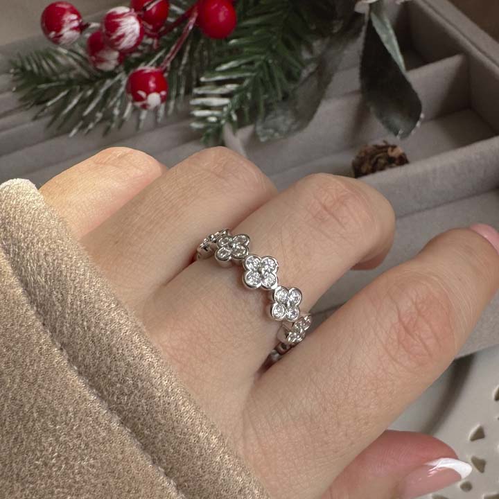 Anillo florecitas de luz silver