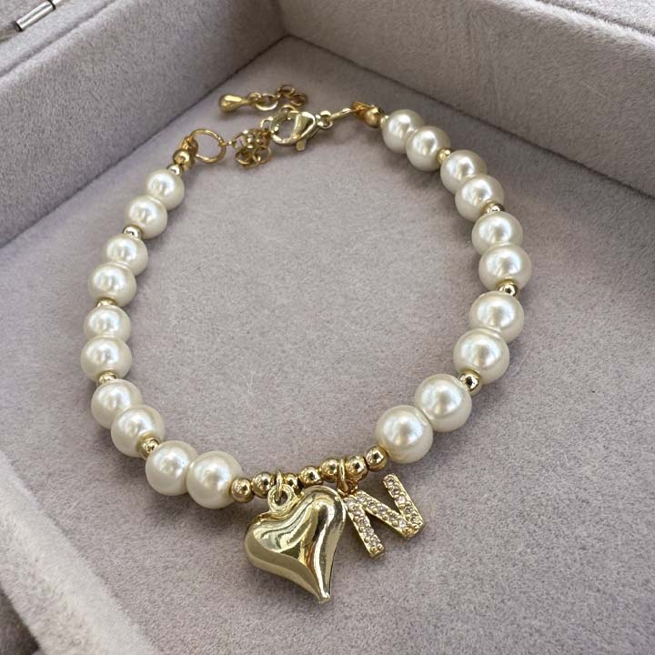 Pulsera inicial amor perla