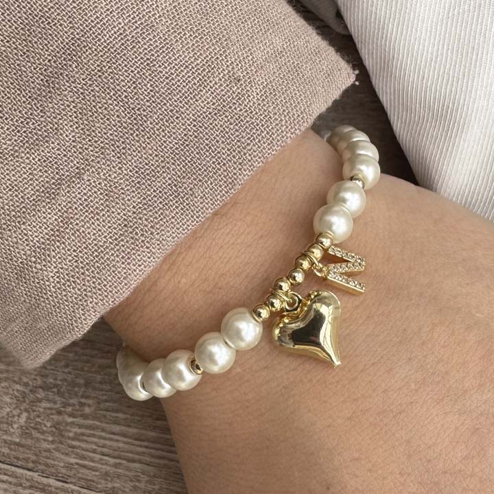 Pulsera inicial amor perla