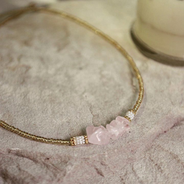Collar Mujer cuarzo rosa