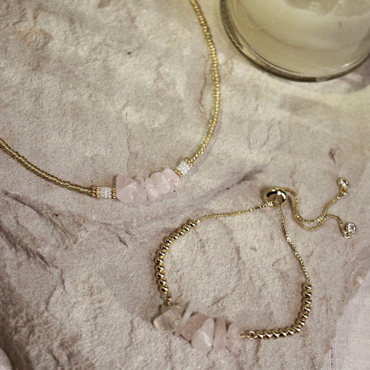 Collar Mujer cuarzo rosa