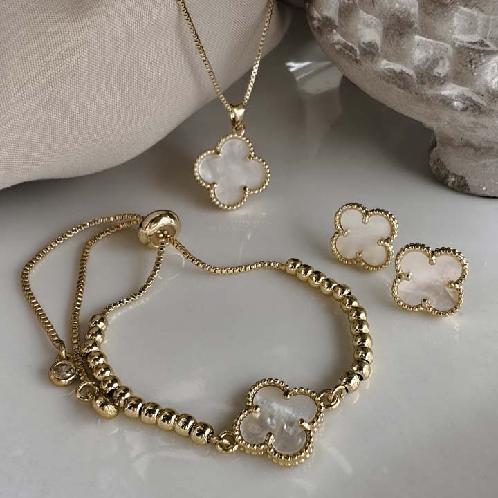 Pulsera trebol blanco