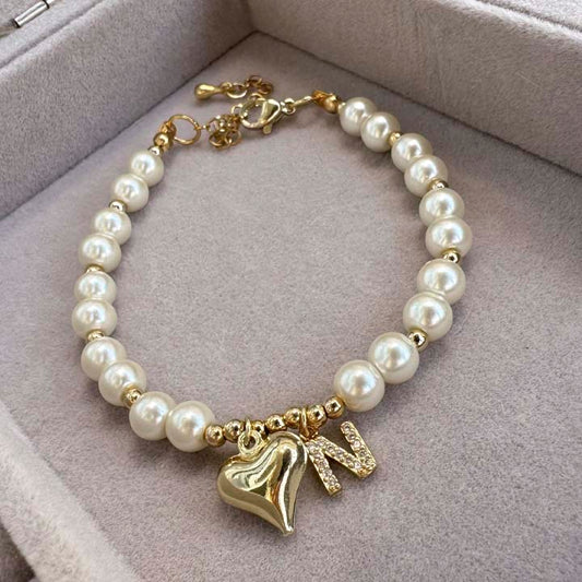Pulsera inicial amor perla