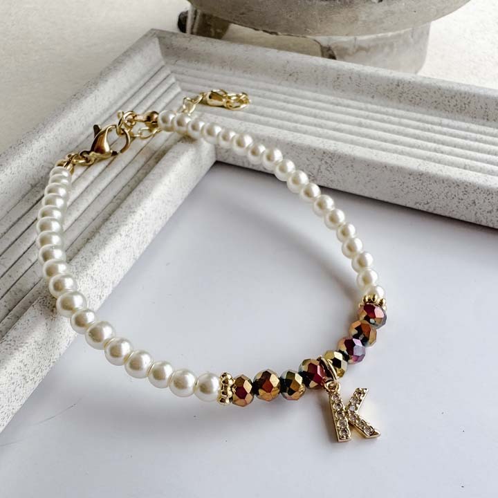 Pulsera inicial perla