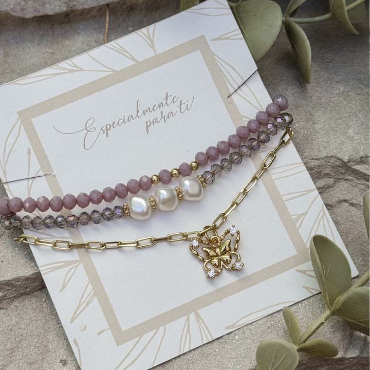 Pulsera mariposa violeta