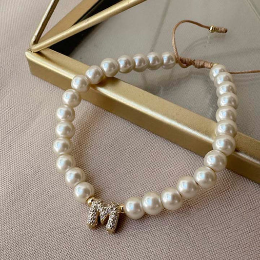 Pulsera perlitas inicial de luz