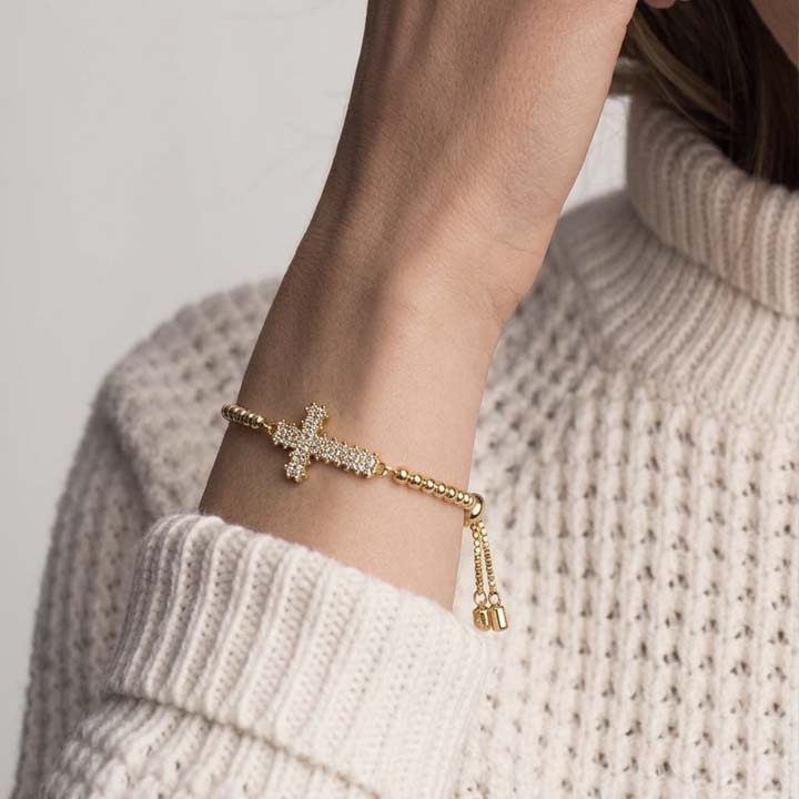 Pulsera Cruz diamantes