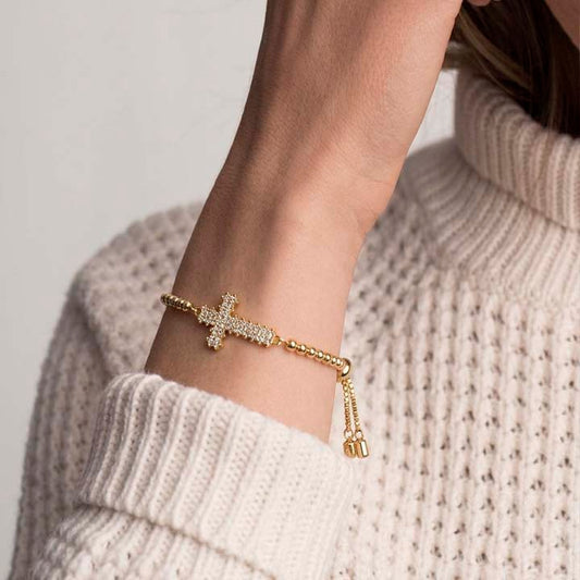 Pulsera Cruz diamantes