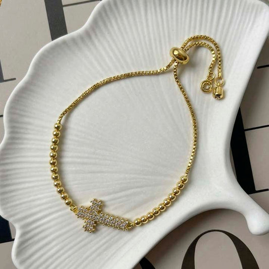 Pulsera Cruz diamantes
